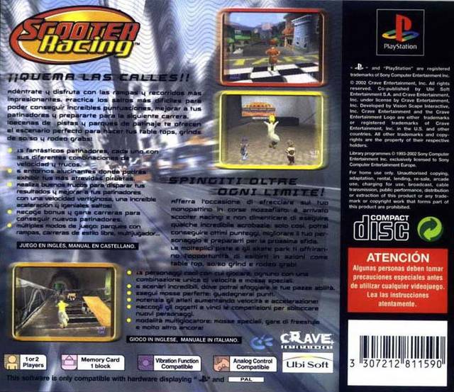 Back boxart of the game Scooter Racing (Europe) on Sony Playstation