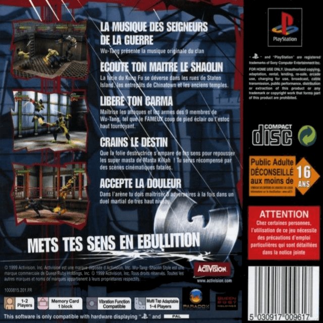 Back boxart of the game Wu-Tang - Shaolin Style (France) on Sony Playstation