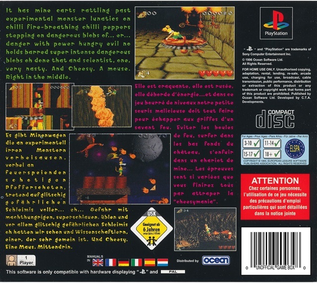 Back boxart of the game Cheesy (Europe) on Sony Playstation