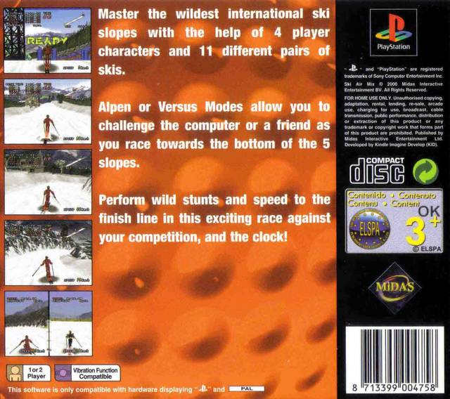 Back boxart of the game Ski Air Mix (Europe) on Sony Playstation