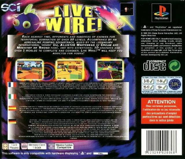 Back boxart of the game Live Wire! (Europe) on Sony Playstation