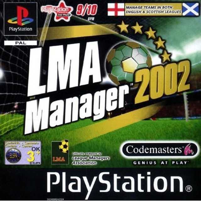 Front boxart of the game LMA Manager 2002 (Europe) on Sony Playstation