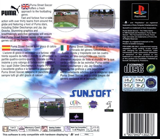 Back boxart of the game Puma Street Soccer (Europe) on Sony Playstation