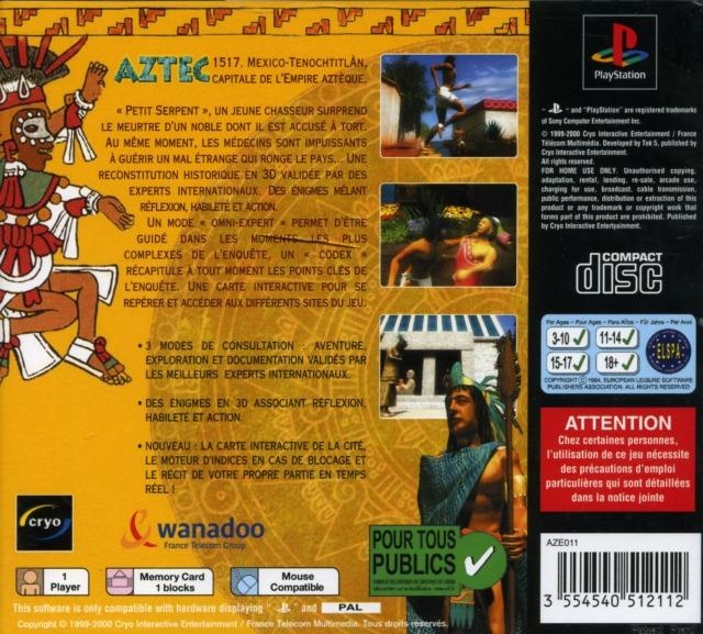 Back boxart of the game Aztec - Malédiction Au Coeur de la Cité D'or (France) on Sony Playstation
