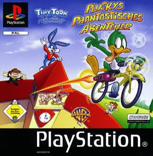 Front boxart of the game Tiny Toon Adventures - Pluckys phantastisches Abenteuer (Germany) on Sony Playstation