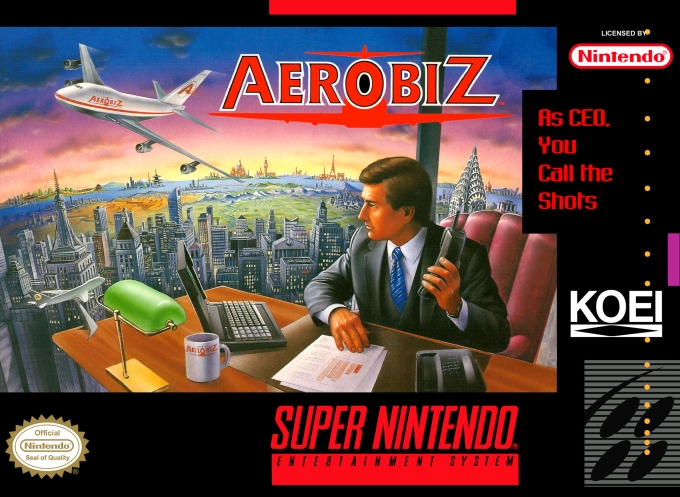 Front boxart of the game Aerobiz (United States) on Nintendo Super NES
