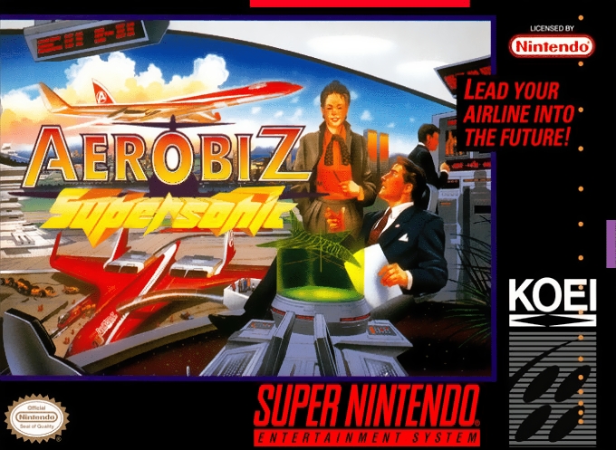 Front boxart of the game Aerobiz Supersonic (United States) on Nintendo Super NES