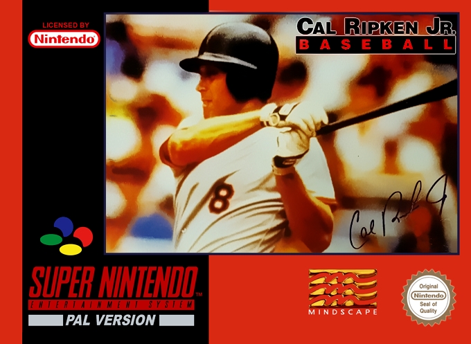Front boxart of the game Cal Ripken Jr. Baseball (Europe) on Nintendo Super NES