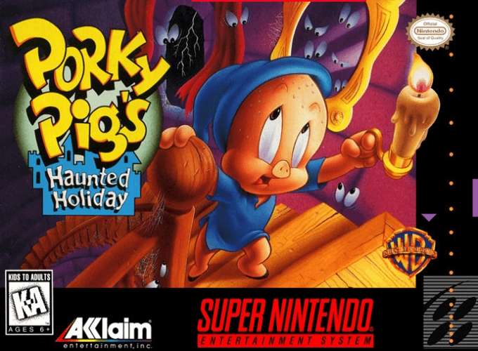 Front boxart of the game Porky Pig's Haunted Holiday (United States) on Nintendo Super NES