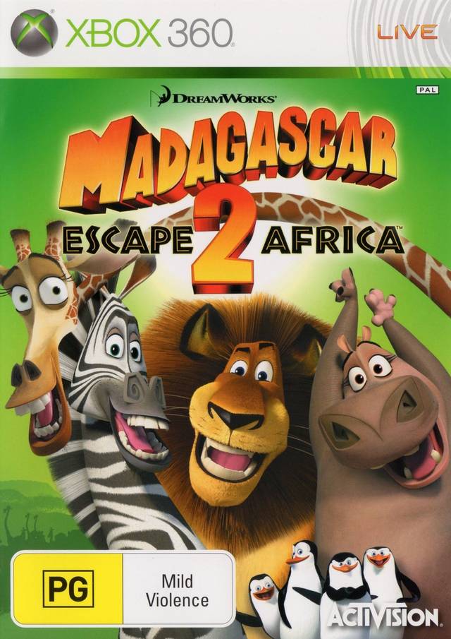 Front boxart of the game Madagascar - Escape 2 Africa (Australia) on Microsoft Xbox 360