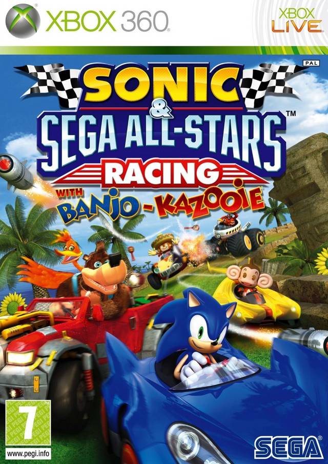 Front boxart of the game Sonic & Sega All-Stars Racing with Banjo-Kazooie (Europe) on Microsoft Xbox 360
