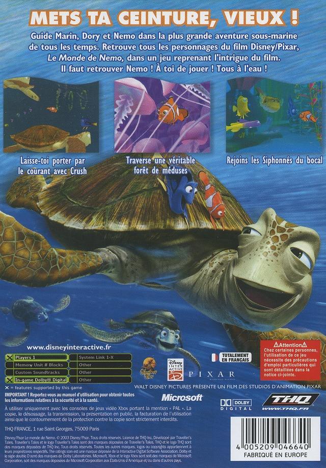 Back boxart of the game Monde de Nemo, Le (France) on Microsoft Xbox