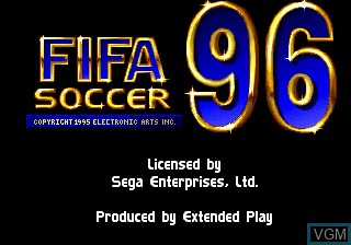 Title screen of the game FIFA Soccer 96 on Sega 32X