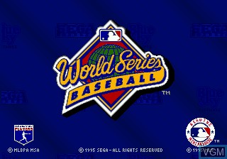 Title screen of the game World Series Baseball Starring Deion Sanders on Sega 32X