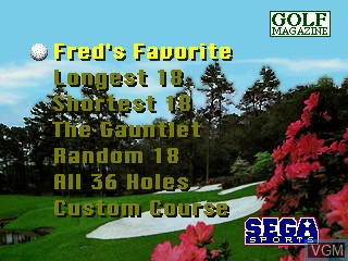 Menu screen of the game Golf Magazine - 36 Great Holes Starring Fred Couples on Sega 32X
