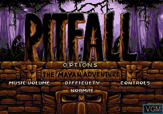 Menu screen of the game Pitfall - The Mayan Adventure on Sega 32X