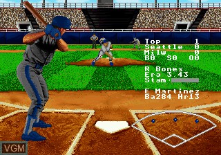In-game screen of the game RBI Baseball '95 on Sega 32X