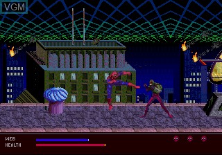 In-game screen of the game Amazing Spider-Man, The - Web of Fire on Sega 32X