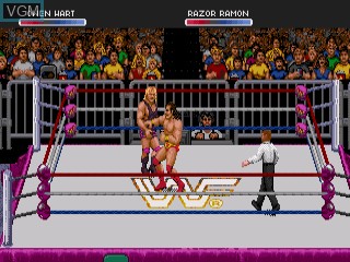 In-game screen of the game WWF Raw on Sega 32X