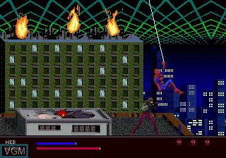 In-game screen of the game Amazing Spider-Man, The - Web of Fire on Sega 32X