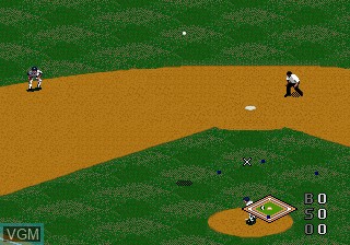 In-game screen of the game World Series Baseball Starring Deion Sanders on Sega 32X