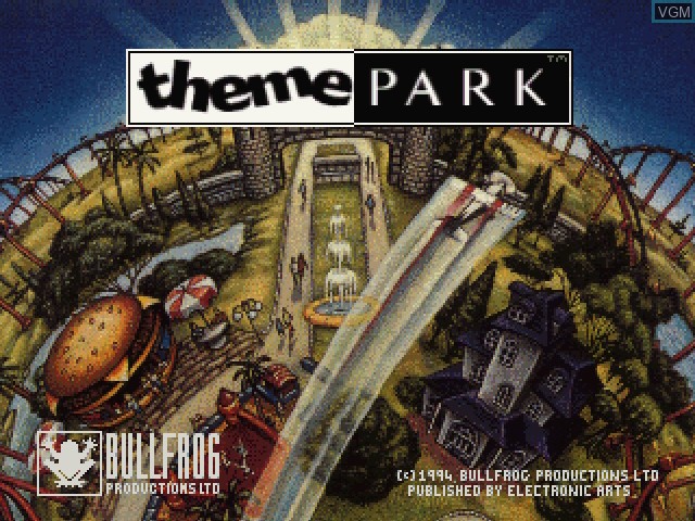 Title screen of the game Theme Park on 3DO