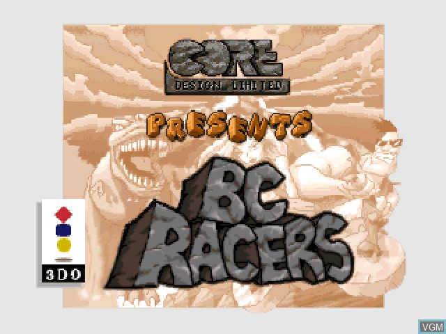Title screen of the game BC Racers on 3DO
