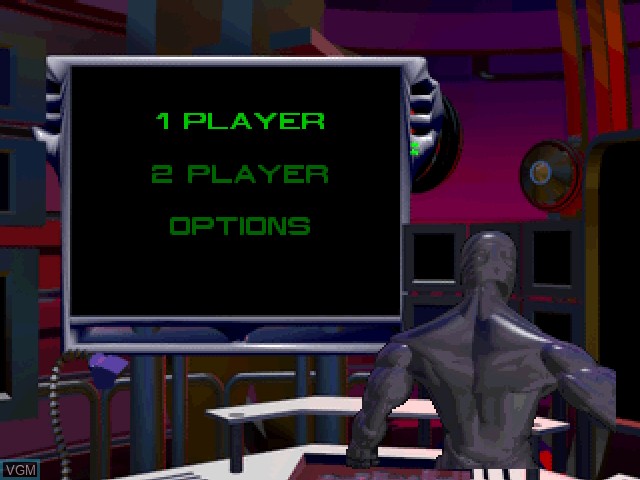 Menu screen of the game Rise of the Robots on 3DO