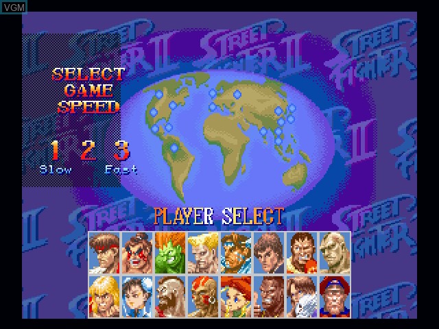 Menu screen of the game Super Street Fighter II Turbo on 3DO