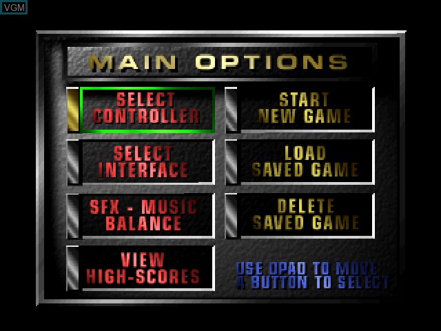 Menu screen of the game Blade Force on 3DO