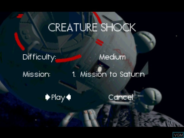 Menu screen of the game Creature Shock on 3DO