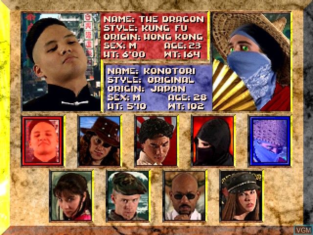 Menu screen of the game Way of the Warrior on 3DO