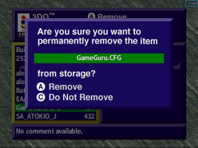 In-game screen of the game 3DO Storage Manager on 3DO