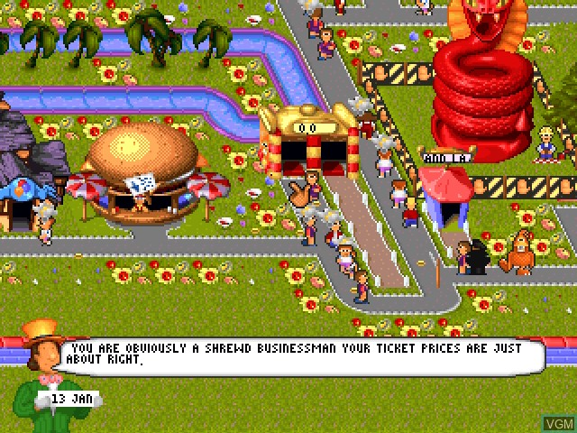 In-game screen of the game Theme Park on 3DO