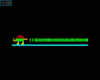 Title screen of the game Decouvrez Alice on Matra-hachette / Tandy Alice (MC-10)