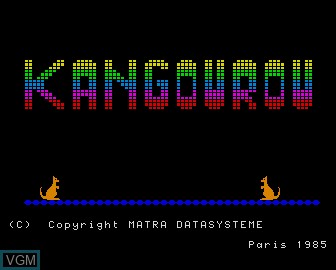 Title screen of the game Kangourou on Matra-hachette / Tandy Alice (MC-10)