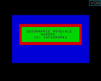 Title screen of the game Geographie Mondiale on Matra-hachette / Tandy Alice (MC-10)