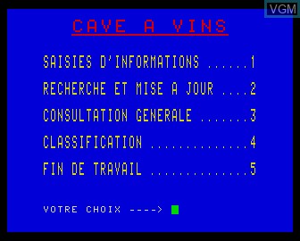 Menu screen of the game Cave a Vins, Ma on Matra-hachette / Tandy Alice (MC-10)