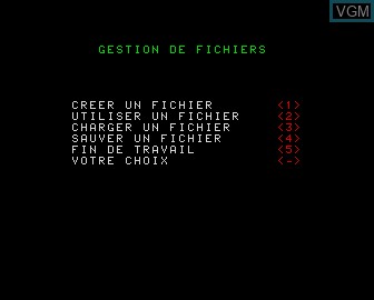Menu screen of the game Gestion de Fichiers on Matra-hachette / Tandy Alice (MC-10)