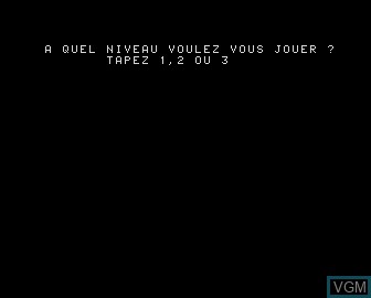 Menu screen of the game Grenouille a M'Alice, La on Matra-hachette / Tandy Alice (MC-10)