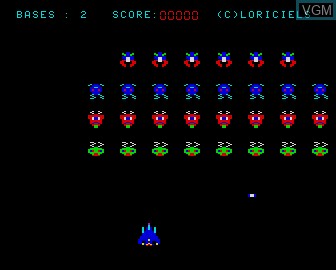 In-game screen of the game Galaxion on Matra-hachette / Tandy Alice (MC-10)