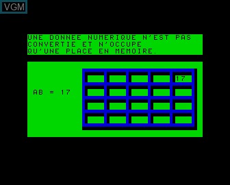 In-game screen of the game Initiation au Basic on Matra-hachette / Tandy Alice (MC-10)