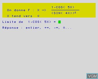 In-game screen of the game Faire le Point Bac - Maths 1 on Matra-hachette / Tandy Alice (MC-10)