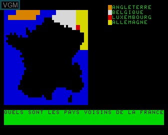 In-game screen of the game Geographie Fran on Matra-hachette / Tandy Alice (MC-10)