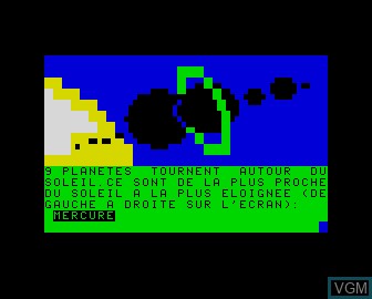 In-game screen of the game Geographie Mondiale on Matra-hachette / Tandy Alice (MC-10)
