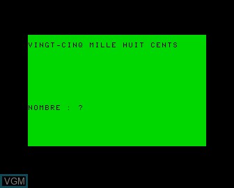 In-game screen of the game Cartable d'Alice, Le on Matra-hachette / Tandy Alice (MC-10)