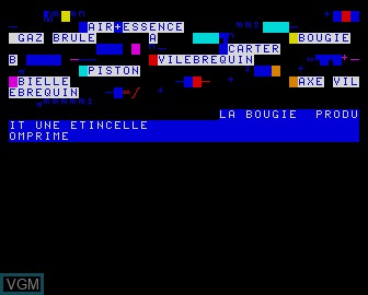 In-game screen of the game Moteur a Explosion, Le on Matra-hachette / Tandy Alice (MC-10)