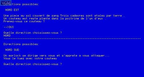 In-game screen of the game Caverne des Morlocks, La on Matra-hachette / Tandy Alice (MC-10)