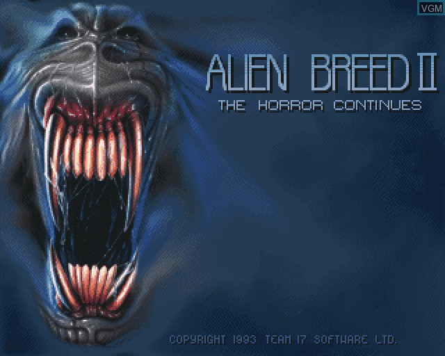 Title screen of the game Alien Breed 2 on Commodore Amiga