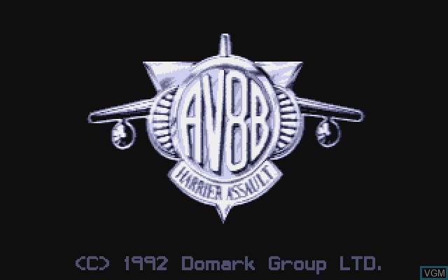 Title screen of the game AV8B Harrier Assault on Commodore Amiga